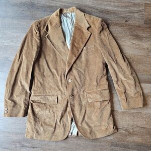Vintage 70s McGregor Tan Corduroy Blazer with Polo Horse Print Lining Mens sz 40